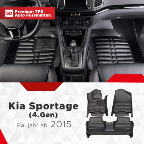 5D Premium Auto Fussmatten TPE Set Passend fuer Kia Sportage 4.Gen Baujahr ab 2015