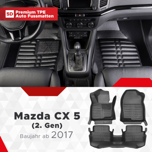 5D Premium Auto Fussmatten TPE Set Passend fuer Mazda CX 5 2.Gen Baujahr ab 2017