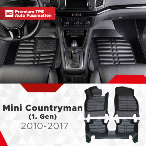 5D Premium Auto Fussmatten TPE Set Passend fuer Mini Countryman 1.Gen Baujahr 2010 2017