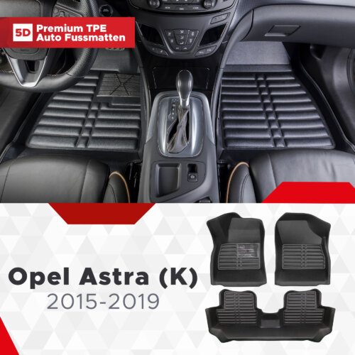 5D Premium Car Floor Mats TPE Set Suitable for Opel Astra K Year of Construction 2015 2019