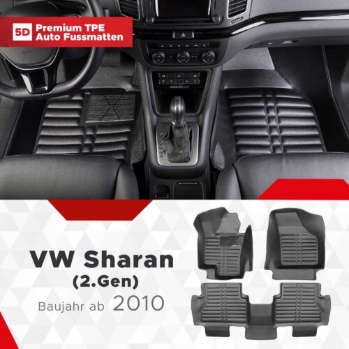 AutoFussmatten Fussmattenprofi VW Sharan 2 Gen fur 5 und 7 Sitze Baujahr ab 2010