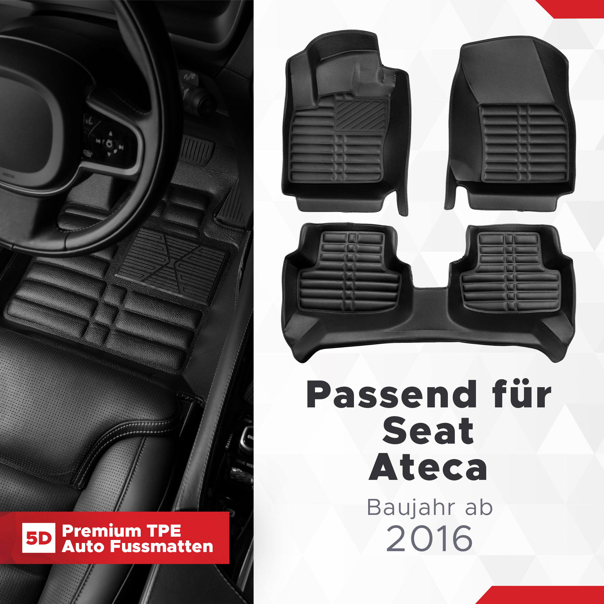 5D Seat Ateca (5FP)(KH7) Fussmatten Bj ab 2016 TPE