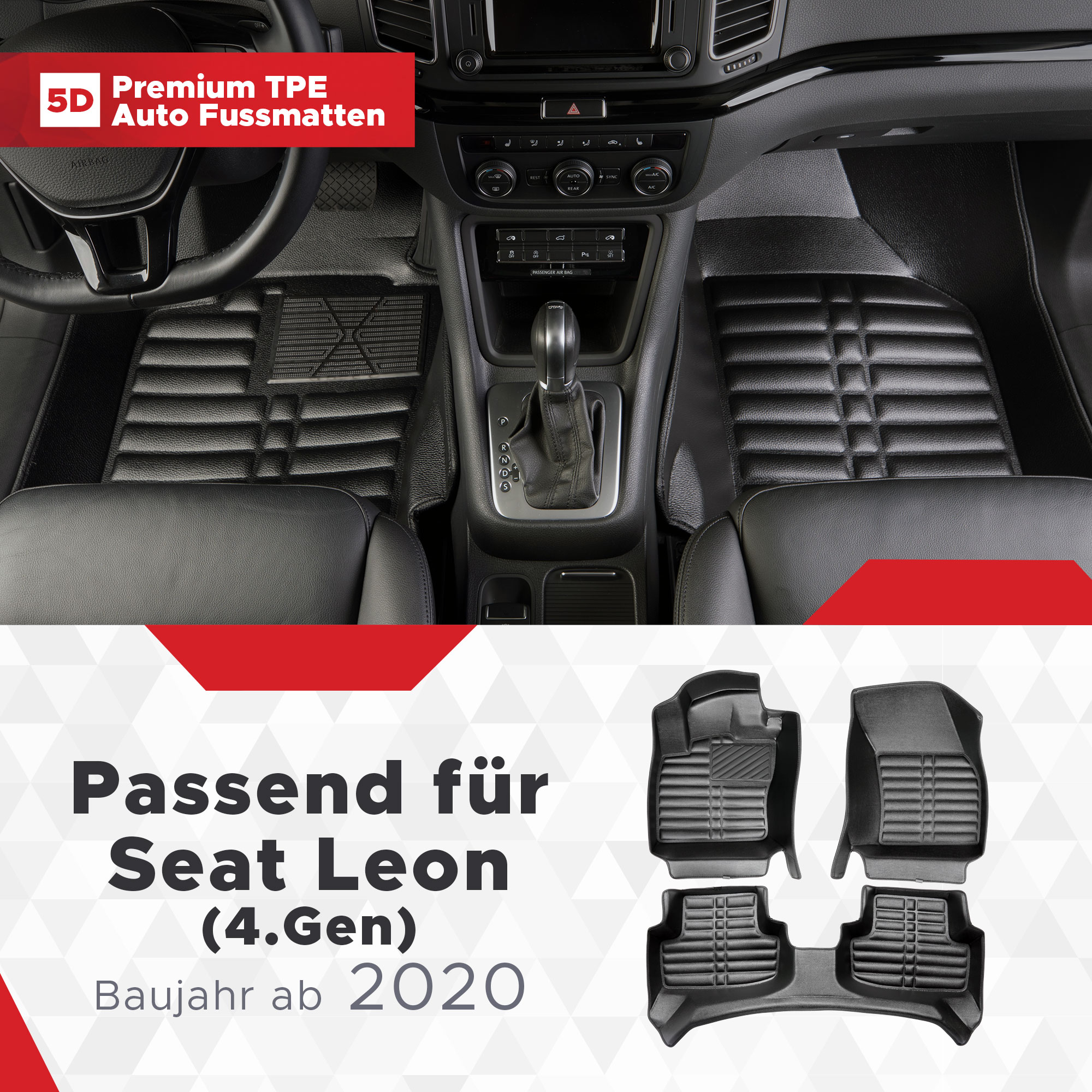 Fußmatten für Seat Leon Typ 5 Facelift