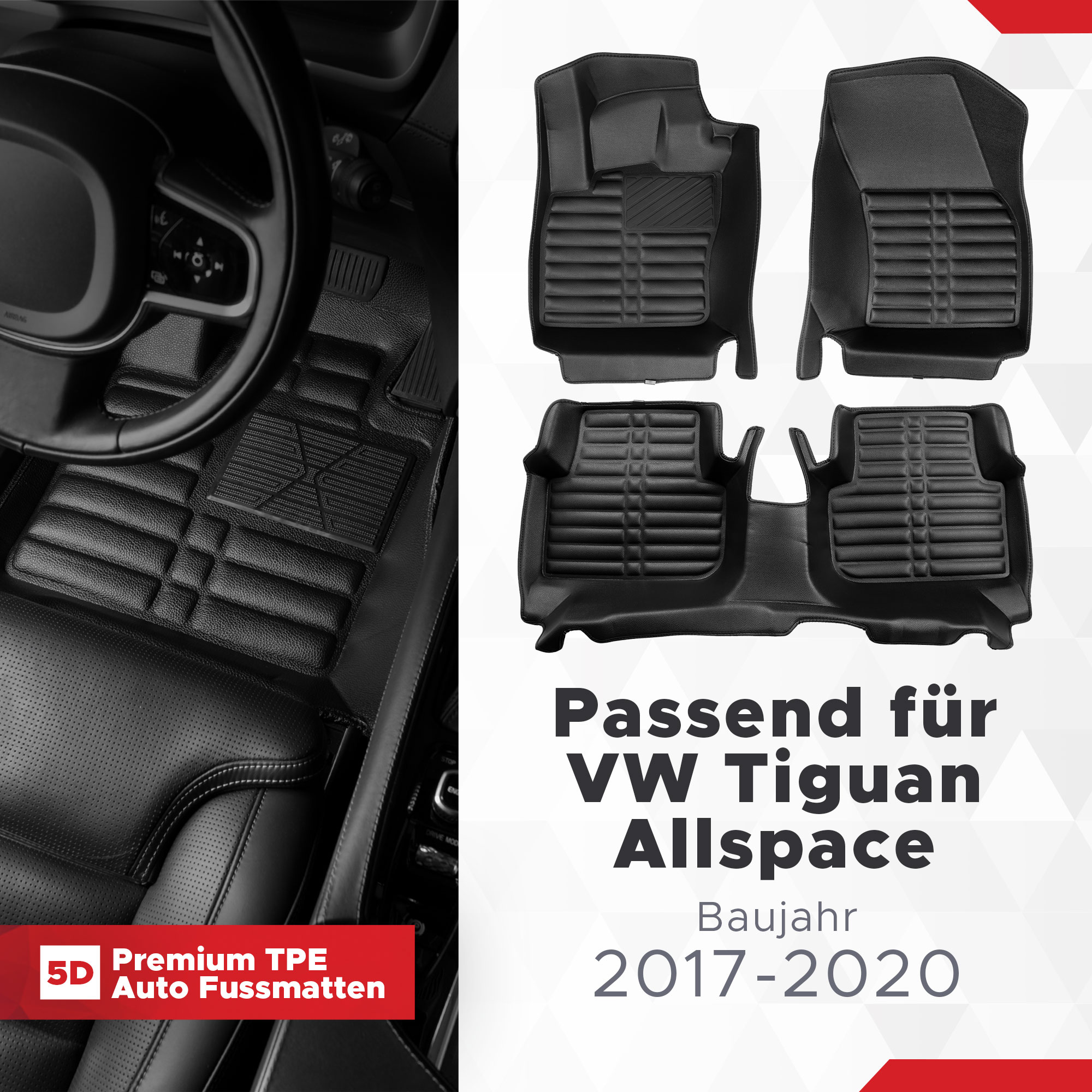 5D VW Tiguan Allspace Fussmatten Bj 2017 TPE