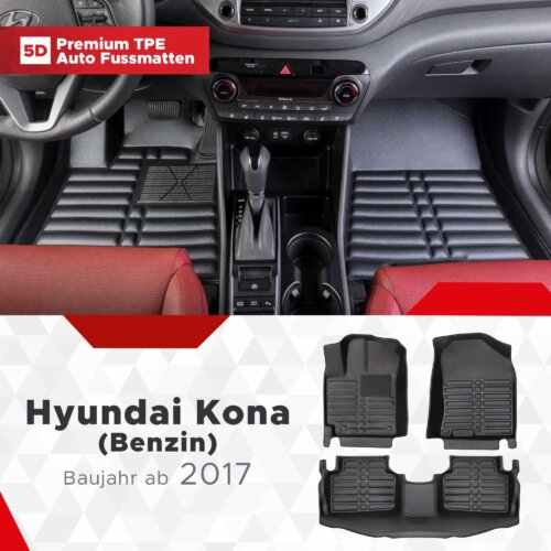 AutoFussmatten Fussmattenprofi Hyundai Kona Benzin Baujahr ab 2017
