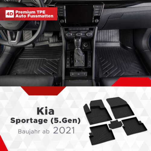 4D Premium Gummi Auto Fussmatten Set Passend fuer Kia Sportage 5.Gen Baujahr ab 2021