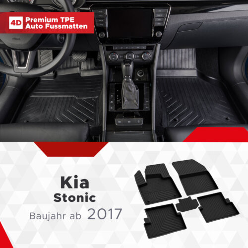 4D Premium Gummi Auto Fussmatten Set Passend fuer Kia Stonic Baujahr ab 2017