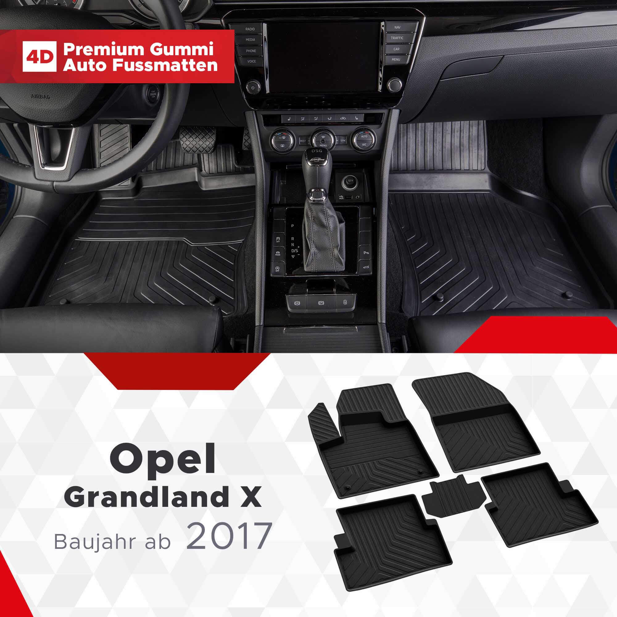 4D Opel Grandland X Fussmatten Bj ab 2017 Gummimatten