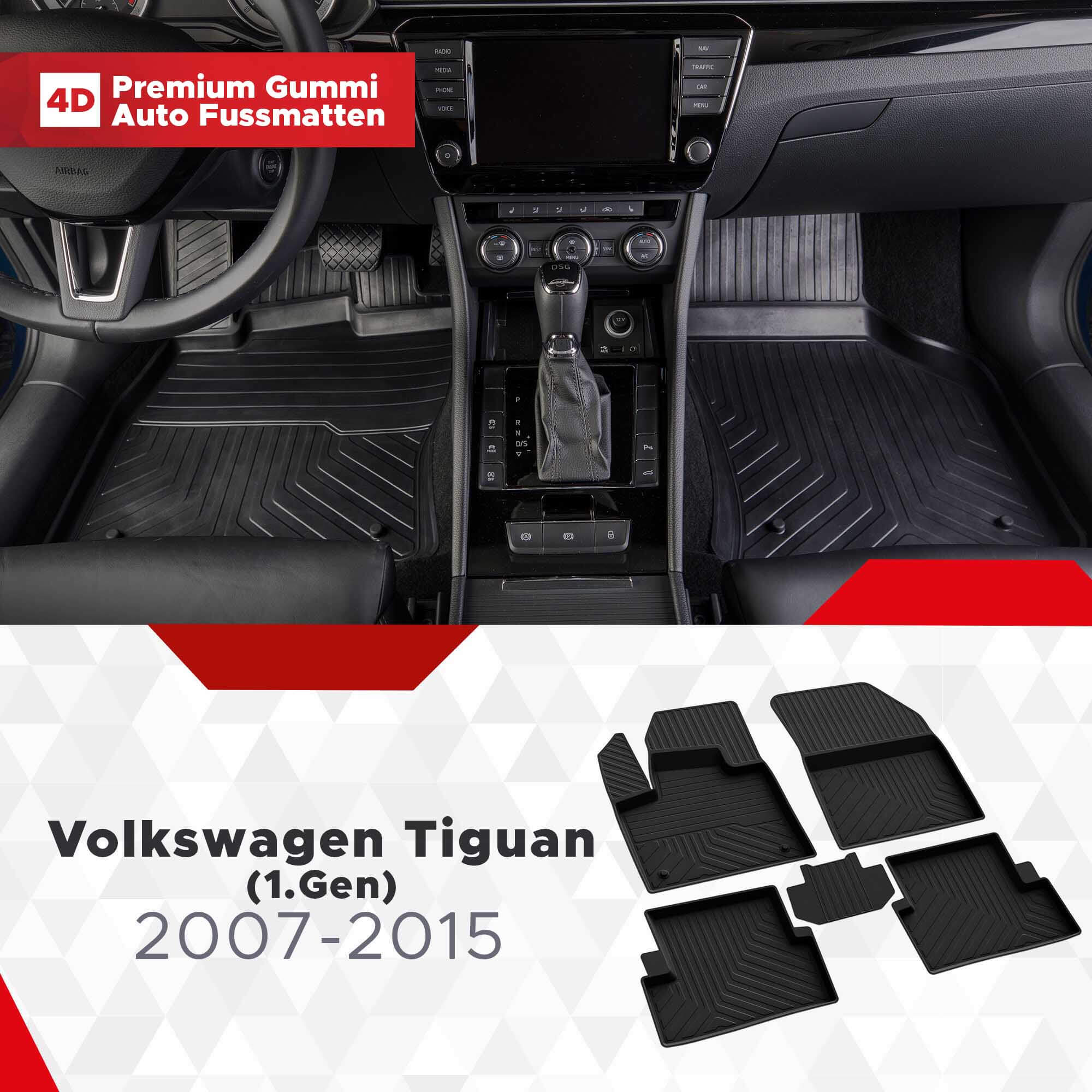 Auto Fußmatten für VW for Volkswagen Tiguan Ⅰ 2009-2016 Allwetter Fussmatten  Innenraum Zubehör Fußmatte Schwarz-Rot : : Auto & Motorrad