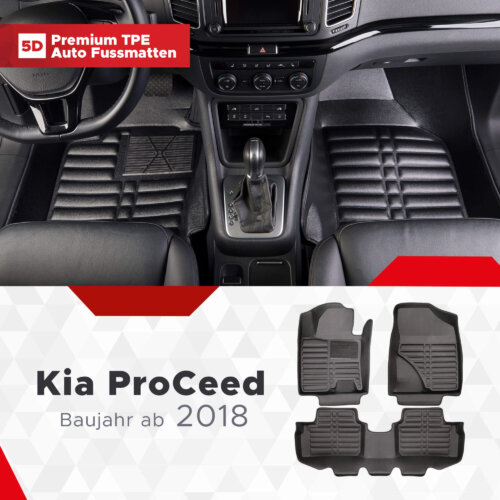 5D Premium Auto Fussmatten TPE Set Passend fuer Kia ProCeed Baujahr ab 2018