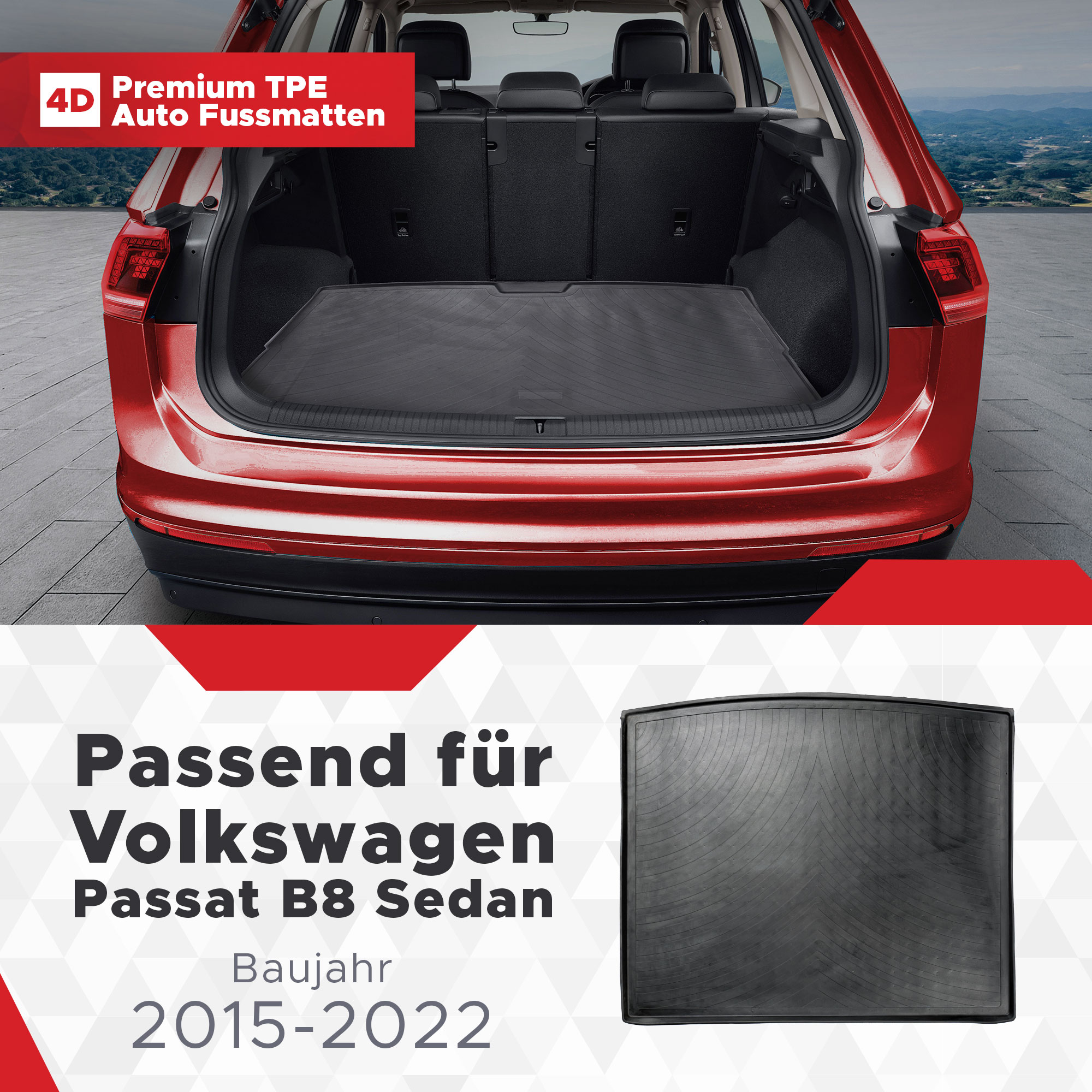 4D VW Passat B8 Kofferraummatte 2015-2022 - fussmattenprofi