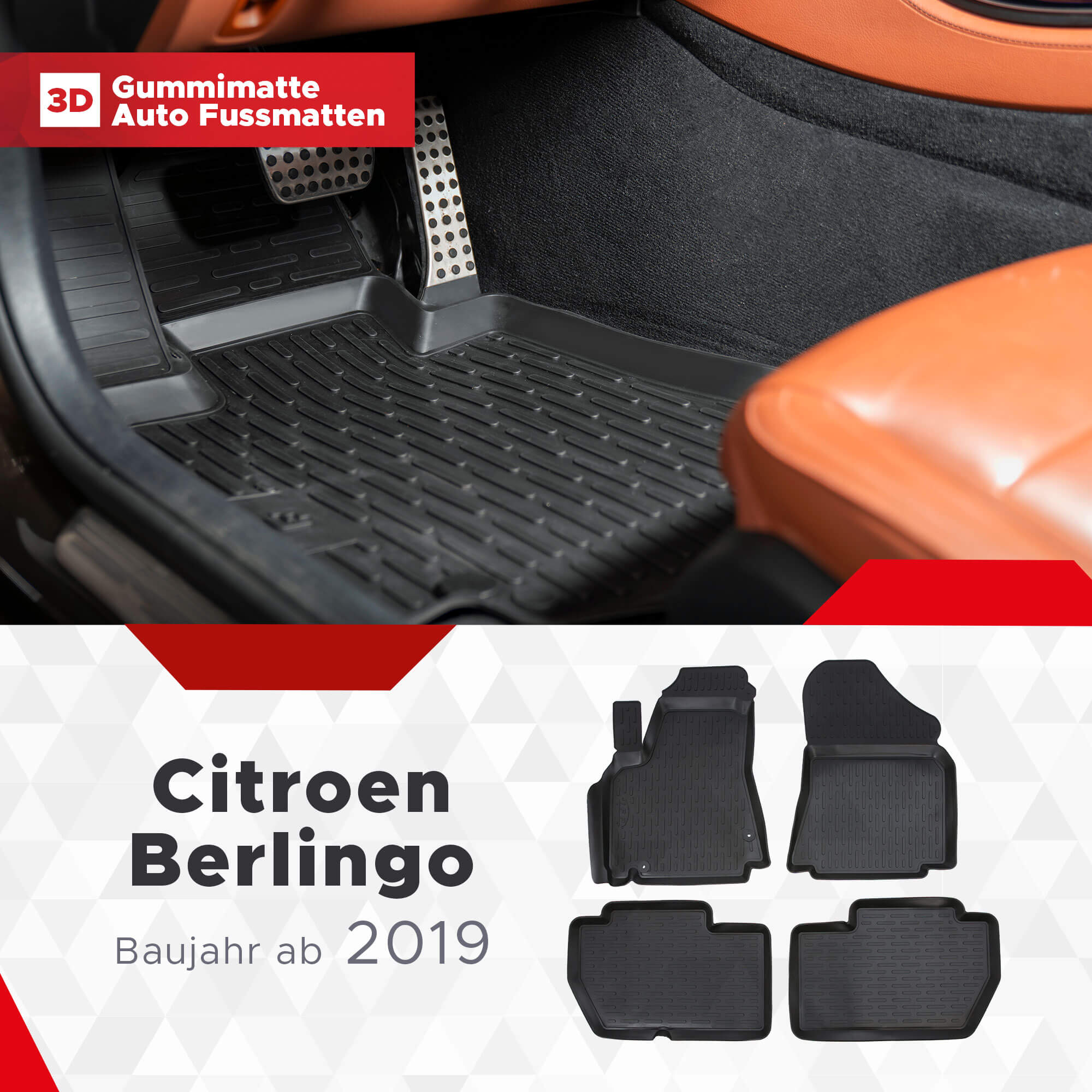 3D Fußmatten passend für Citroen Berlingo ab 2019 - exklusiv