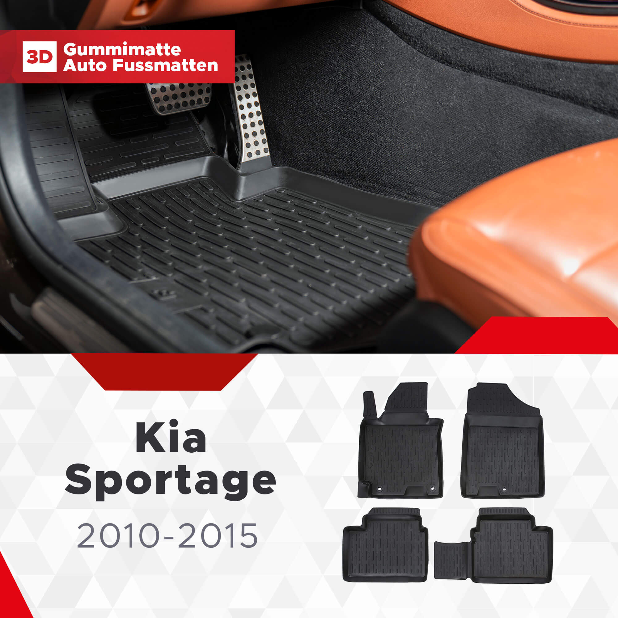3D Fußmatten passend für Kia Sportage 2010-2015 exklusiv
