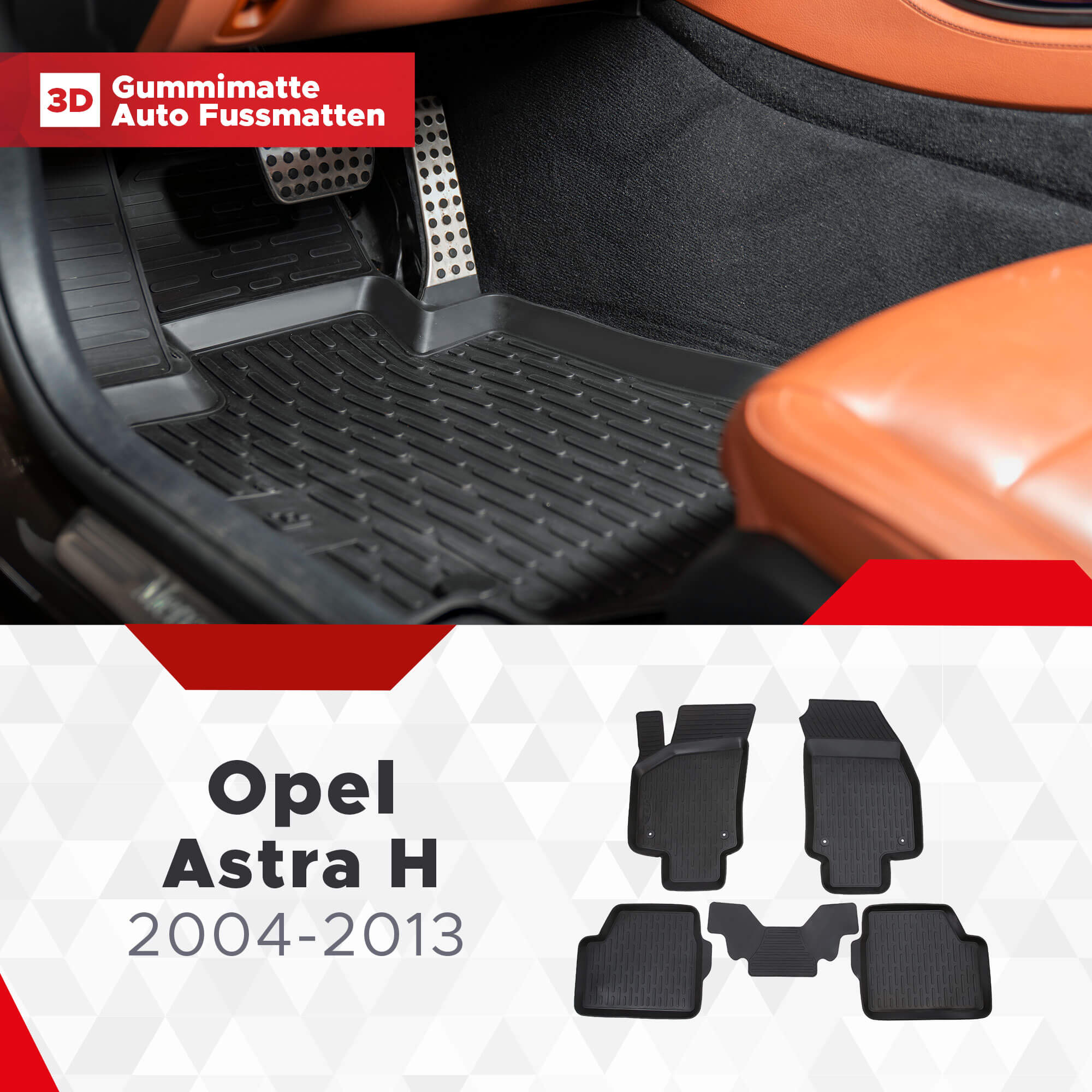3D Gummi Fußmatten kompatibel für OPEL Astra H, BJ 2004-2014