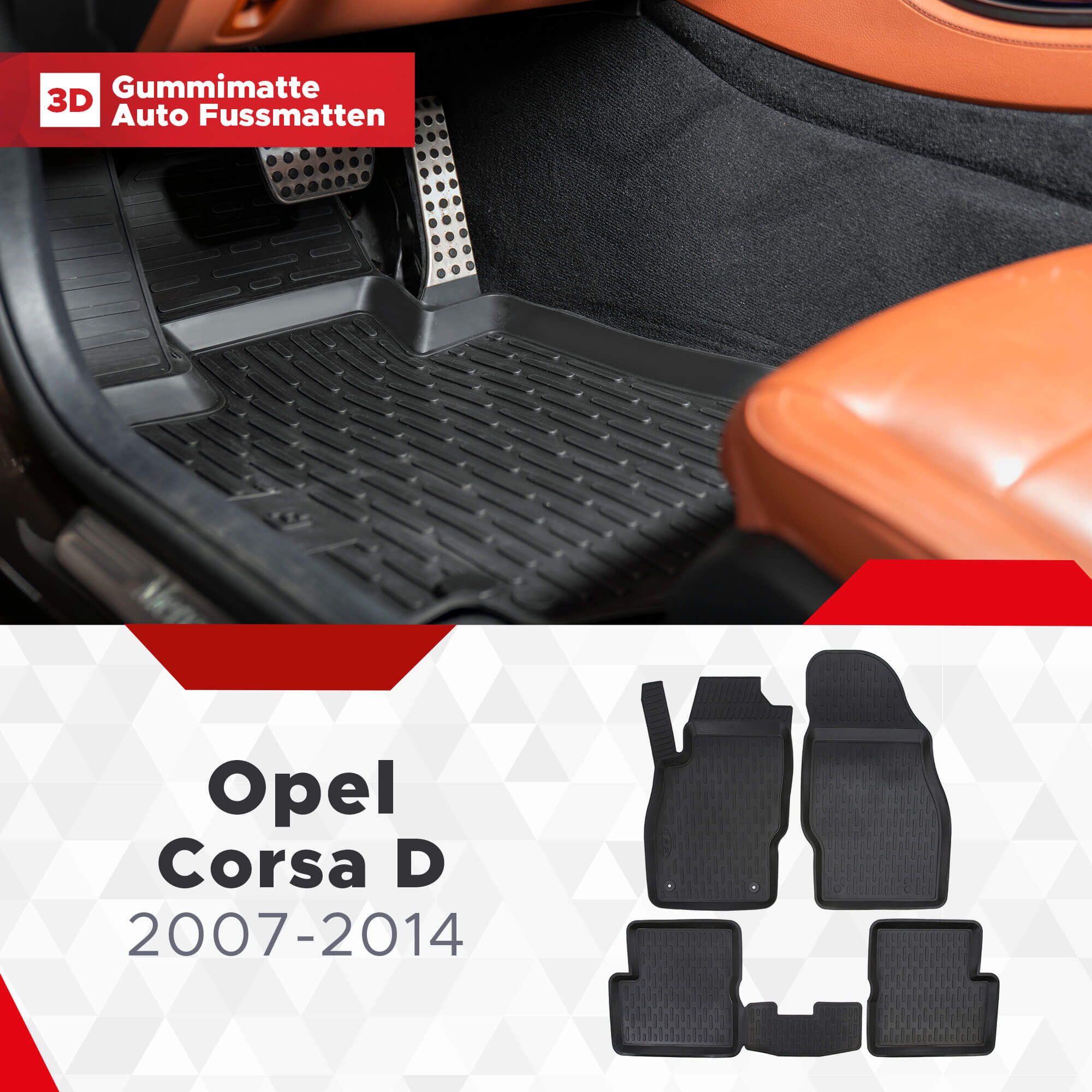 3D Fußmatten passend für Opel Corsa D 2007-2014 exklusiv