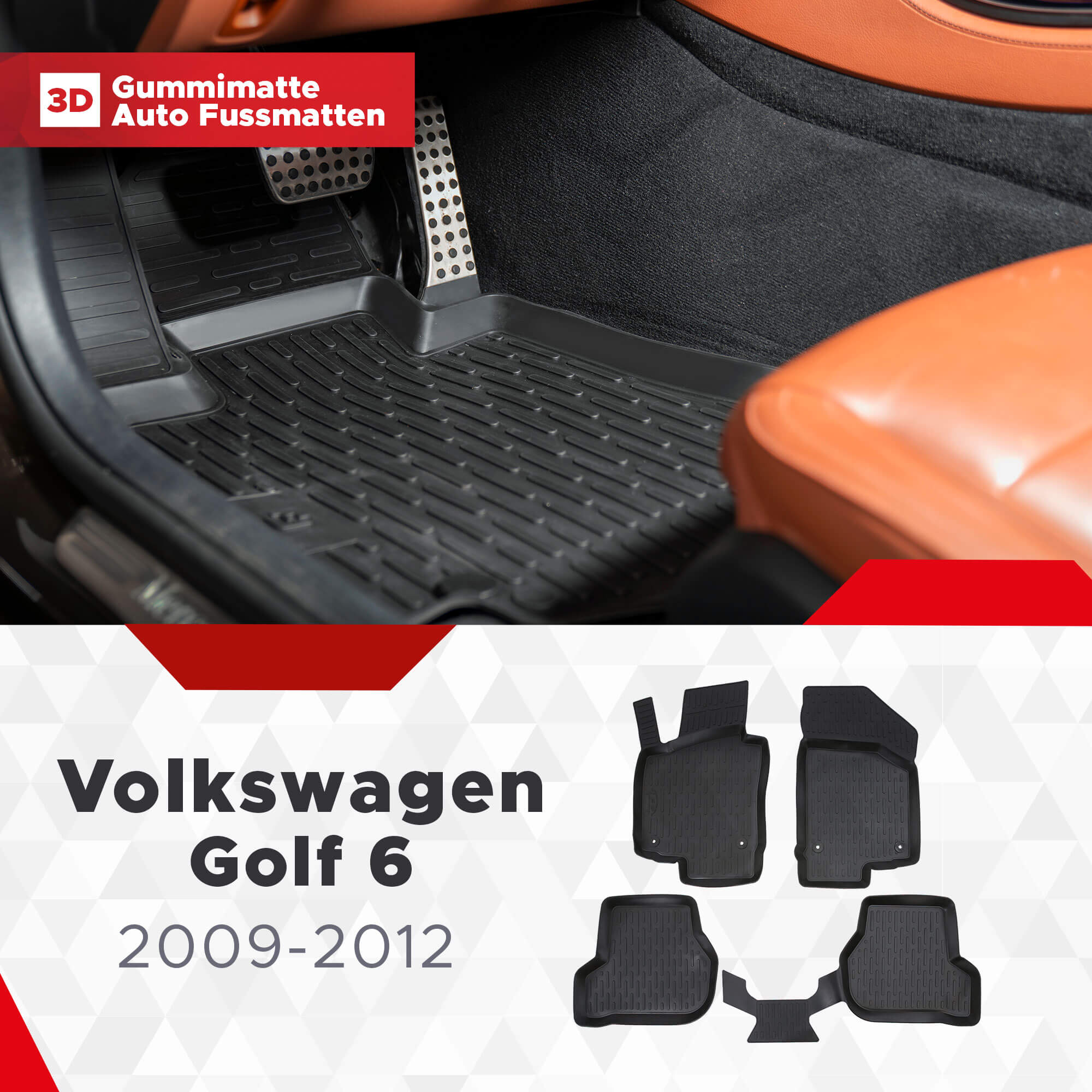 3D Fussmatten passend für Volkswagen Golf 6 2009-2012