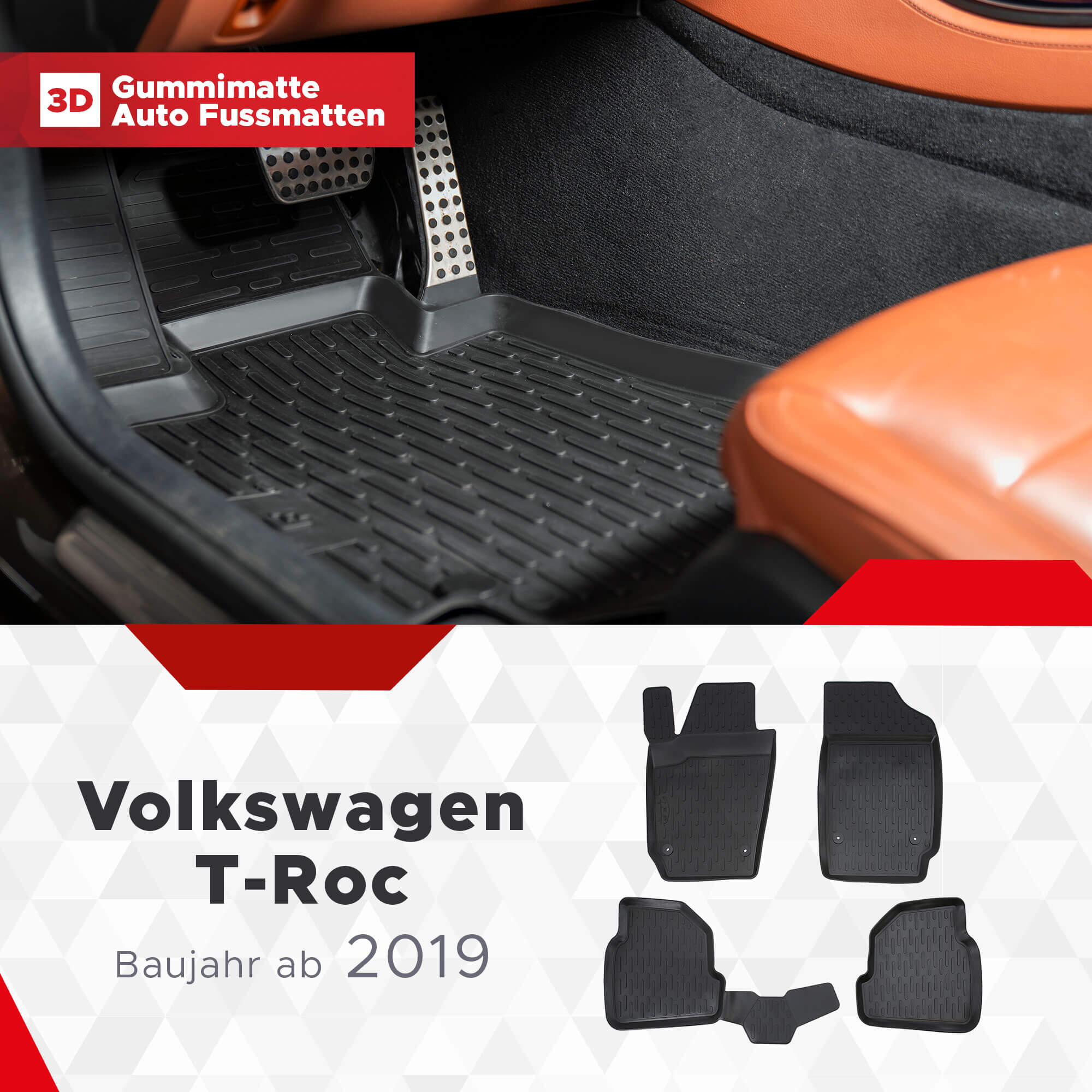 3D Fußmatten passend für Volkswagen T-ROC ab 2019