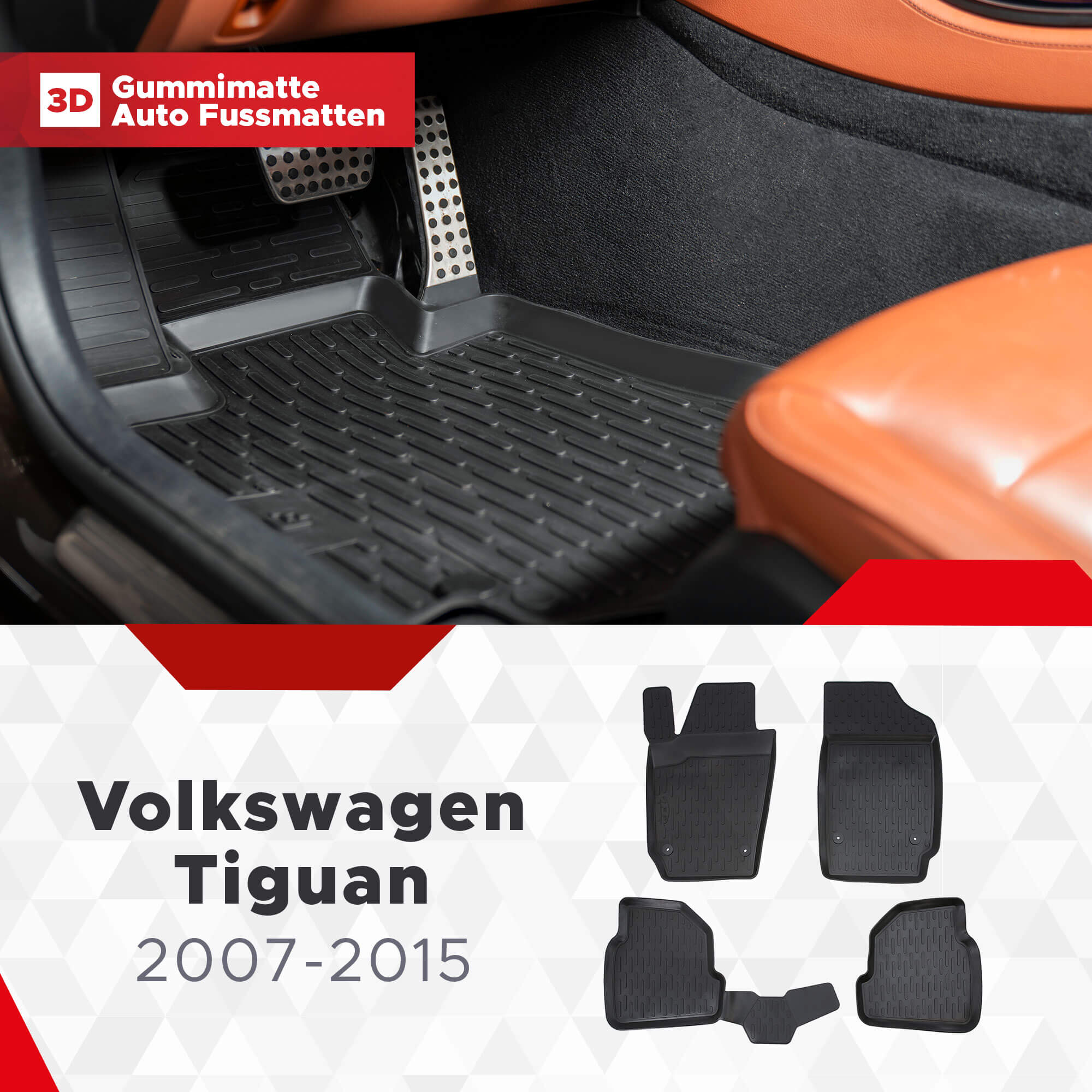 3D Fussmatten passend für Volkswagen Tiguan 2007-2015